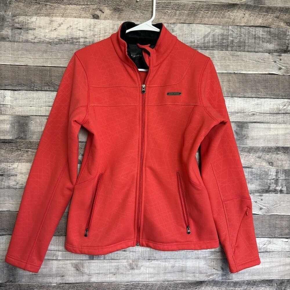 Under Armour Womens Medium Full Zip Jacket Fleece Lined Running Outdoor Orange